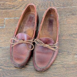 Ralph Lauren Brown Leather Boat Shoes Made In USA